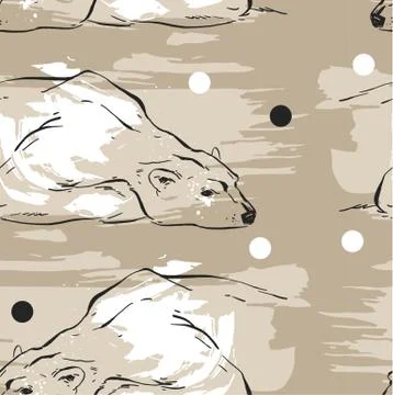 Hand drawn vector abstract Merry Christmas seamless pattern with North Pole Stock Illustration