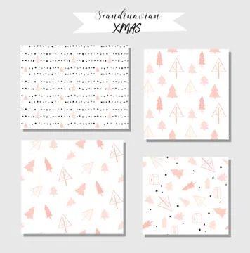 Hand drawn vector abstract Merry Christmas nordic decoration textured seamless Illustrazione stock