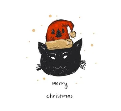 Hand drawn vector abstract Merry Christmas time cartoon doodle festive Stock Illustration