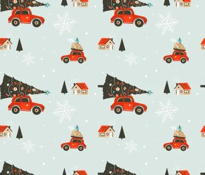 Hand drawn vector abstract Merry Christmas and Happy New Year time cartoon Stock Illustration