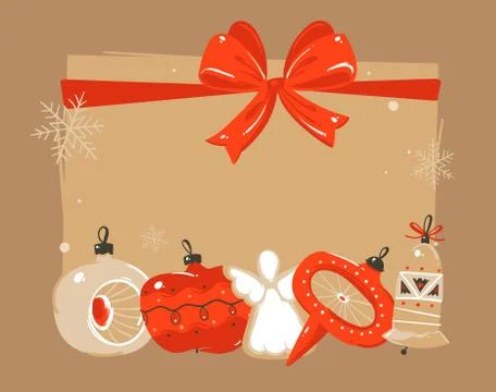 Hand drawn vector abstract Merry Christmas and Happy New Year time cartoon Stock Illustration