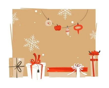 Hand drawn vector abstract Merry Christmas and Happy New Year time vintage Stock Illustration