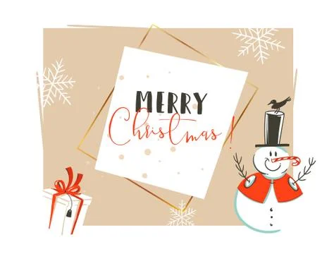 Hand drawn vector abstract Merry Christmas and Happy New Year time vintage Stock Illustration