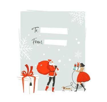 Hand drawn vector abstract Merry Christmas and Happy New Year time cartoon Stock Illustration