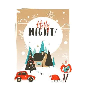 Hand drawn vector abstract Merry Christmas and Happy New Year time cartoon Stock Illustration