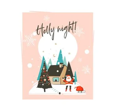 Hand drawn vector abstract Merry Christmas and Happy New Year time cartoon Stock Illustration
