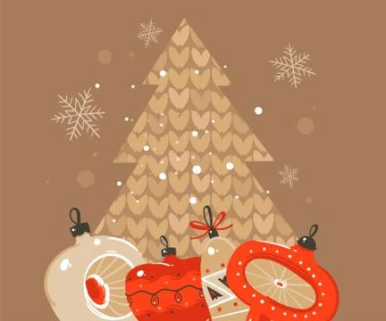 Hand drawn vector abstract Merry Christmas and Happy New Year time cartoon Illustrazione stock