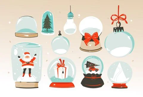Hand drawn vector abstract Merry Christmas and Happy New Year time big cartoon Stock Illustration