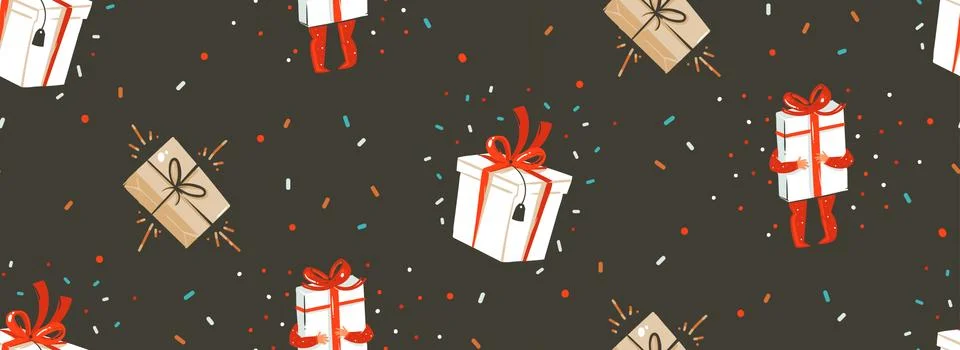 Hand drawn vector abstract Merry Christmas and Happy New Year time cartoon Stock Illustration