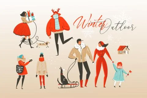 Hand drawn vector abstract Merry Christmas and Happy New Year cartoon Stock Illustration