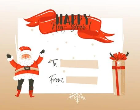 Hand drawn vector abstract Merry Christmas and Happy New Year time vintage Stock Illustration