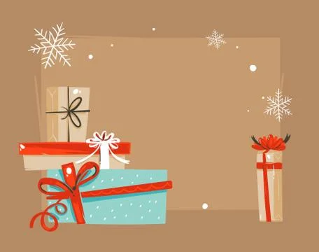 Hand drawn vector abstract Merry Christmas and Happy New Year time vintage Stock Illustration