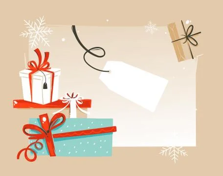 Hand drawn vector abstract Merry Christmas and Happy New Year time vintage Stock Illustration