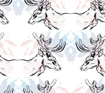 Hand drawn vector abstract mirror Christmas seamless pattern with graphic Illustrazione stock