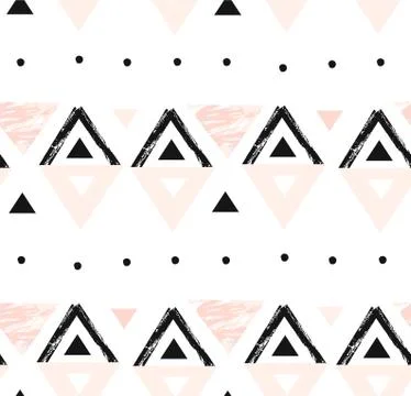 Hand drawn vector abstract modern geometric composition seamless pattern in Stock Illustration