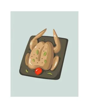 Hand drawn vector abstract modern cartoon cooking time illustrations icon with Stock Illustration