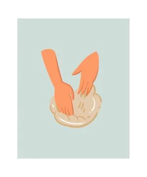 Hand drawn vector abstract modern cartoon cooking time fun illustrations icon Stock Illustration
