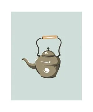 Hand drawn vector abstract modern cartoon cooking time fun illustrations icon Stock Illustration