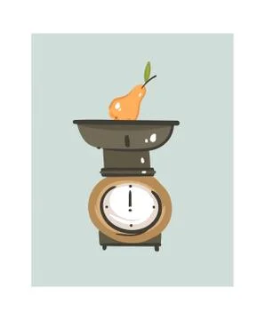 Hand drawn vector abstract modern cartoon cooking time fun illustrations icon Stock Illustration