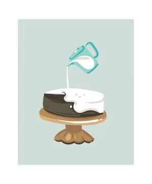 Hand drawn vector abstract modern cartoon cooking time fun illustrations icon Stock Illustration