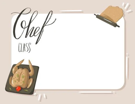 Hand drawn vector abstract modern cartoon cooking studio illustrations copy Stock Illustration