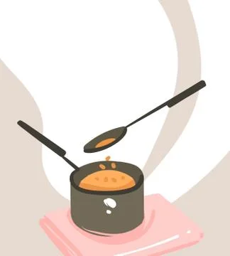 Hand drawn vector abstract modern cartoon cooking class illustrations poster Stock Illustration