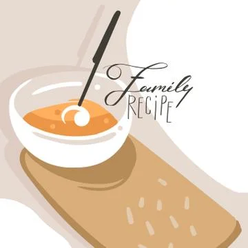 Hand drawn vector abstract modern cartoon cooking class illustrations poster Stock Illustration