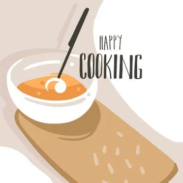 Hand drawn vector abstract modern cartoon cooking class illustrations poster 库存插图