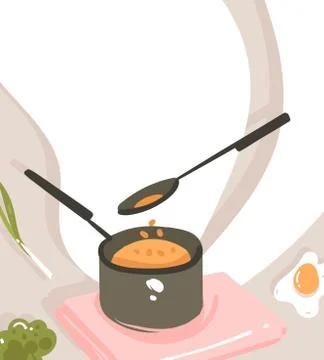 Hand drawn vector abstract modern cartoon cooking class illustrations poster Illustrazione stock