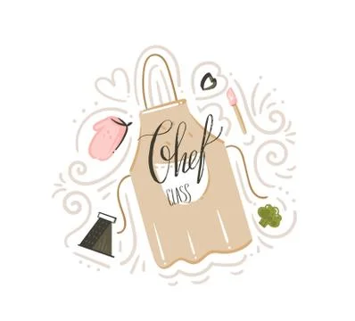 Hand drawn vector abstract modern cartoon cooking class illustrations poster イラスト素材