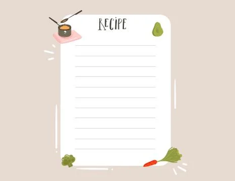 Hand drawn vector abstract modern cartoon cooking studio illustrations recipe Stock Illustration