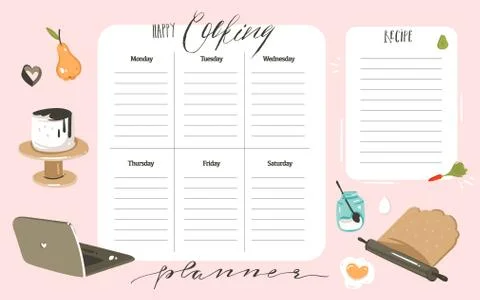 Hand drawn vector abstract modern cartoon cooking studio class illustrations イラスト素材