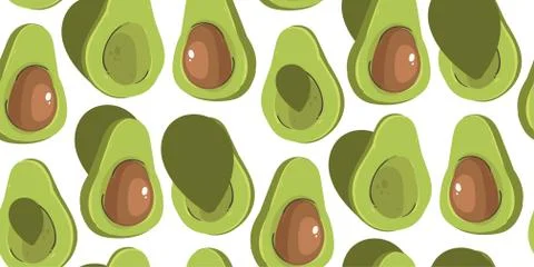 Hand drawn vector abstract modern cartoon avocado seamless pattern print collage Stock Illustration