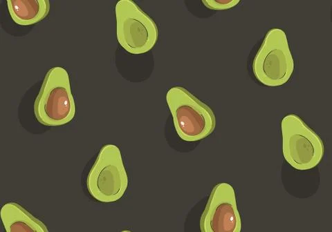 Hand drawn vector abstract modern cartoon avocado seamless pattern print collage Stock Illustration