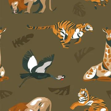 Hand drawn vector abstract modern graphic African Safari Nature ornamental Stock Illustration