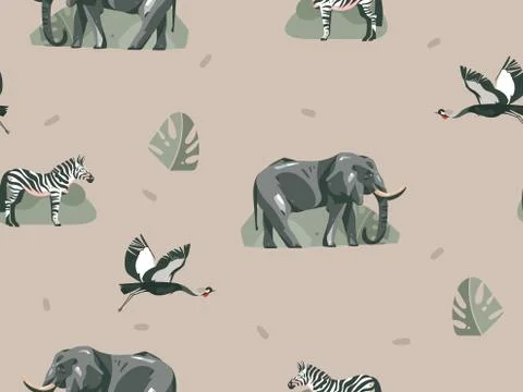 Hand drawn vector abstract modern graphic African Safari Nature ornamental Illustrazione stock