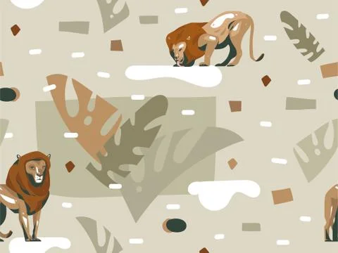Hand drawn vector abstract modern graphic African Safari Nature ornamental Stock Illustration