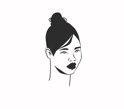 Hand drawn vector abstract outline,graphic,line art magic beautiful woman witch Stock Illustration