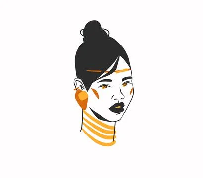Hand drawn vector abstract outline,graphic,line art magic beautiful woman witch Illustrazione stock