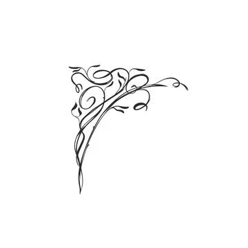 Hand drawn vector abstract outline,graphic,line vintage art ornament floral Stockillustratie