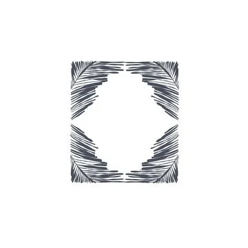 Hand drawn vector abstract outline,graphic,line exotic tropical leaves ornament イラスト素材