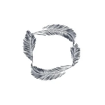Hand drawn vector abstract outline,graphic,line exotic tropical leaves ornament イラスト素材