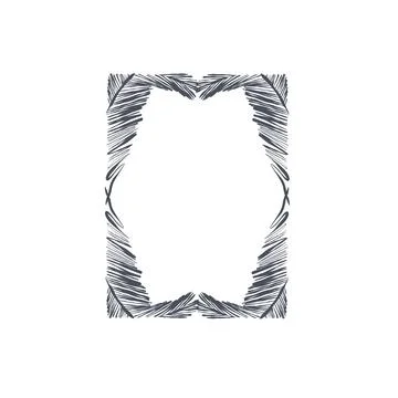 Hand drawn vector abstract outline,graphic,line exotic tropical leaves ornament イラスト素材