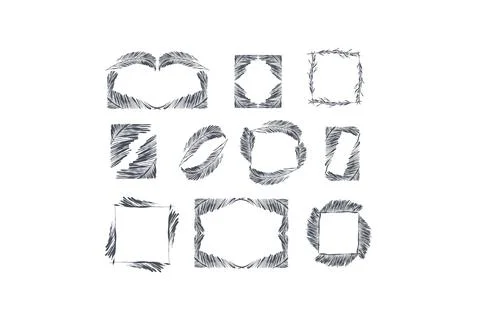 Hand drawn vector abstract outline,graphic,line exotic tropical leaves ornament イラスト素材