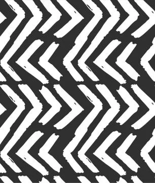 Hand drawn vector abstract rough geometric monochrome seamless zig zag chevron Stock Illustration