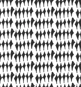 Hand drawn vector abstract rough geometric monochrome seamless rhomb pattern in Stock Illustration