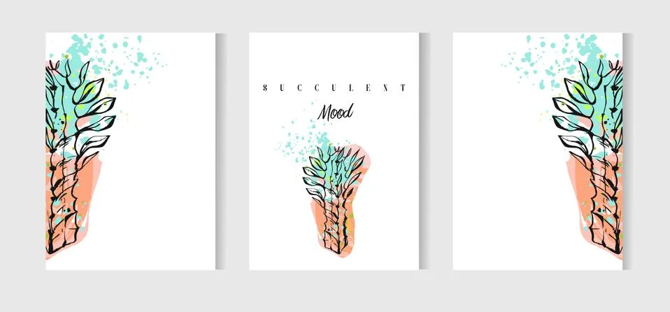 Hand drawn vector abstract Save the Date greeting card collection set template Stock Illustration