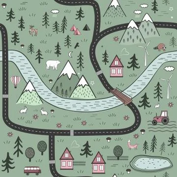 Hand drawn vector abstract scandinavian graphic illustration seamless pattern イラスト素材