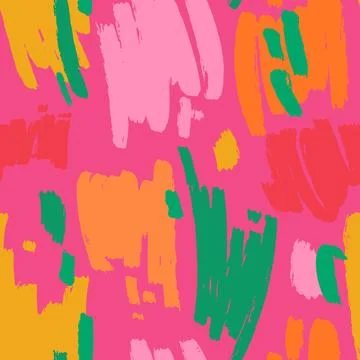 Hand drawn vector abstract seamless pattern with brush strokes. Painted spo.. Stock Illustration