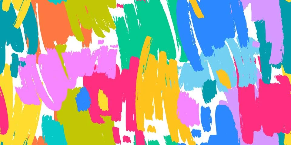 Hand drawn vector abstract seamless pattern with brush strokes. Painted spots Stock Illustration